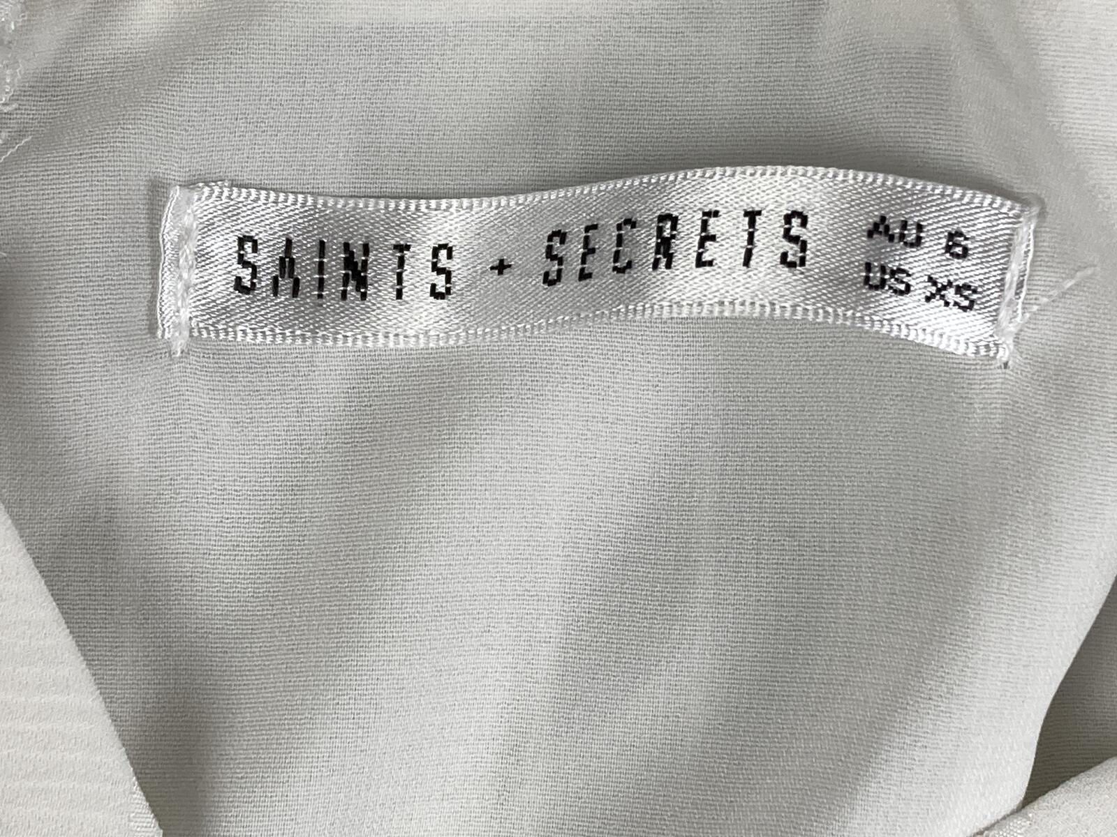 Saints Secrets White Ruffle Faux Wrap Mini Dress Striped Bridal Party XS