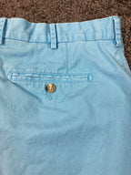 Peter Millar Men’s Size 38 Stretch Pima Cotton Chino Golf Shorts Light Blue Peru