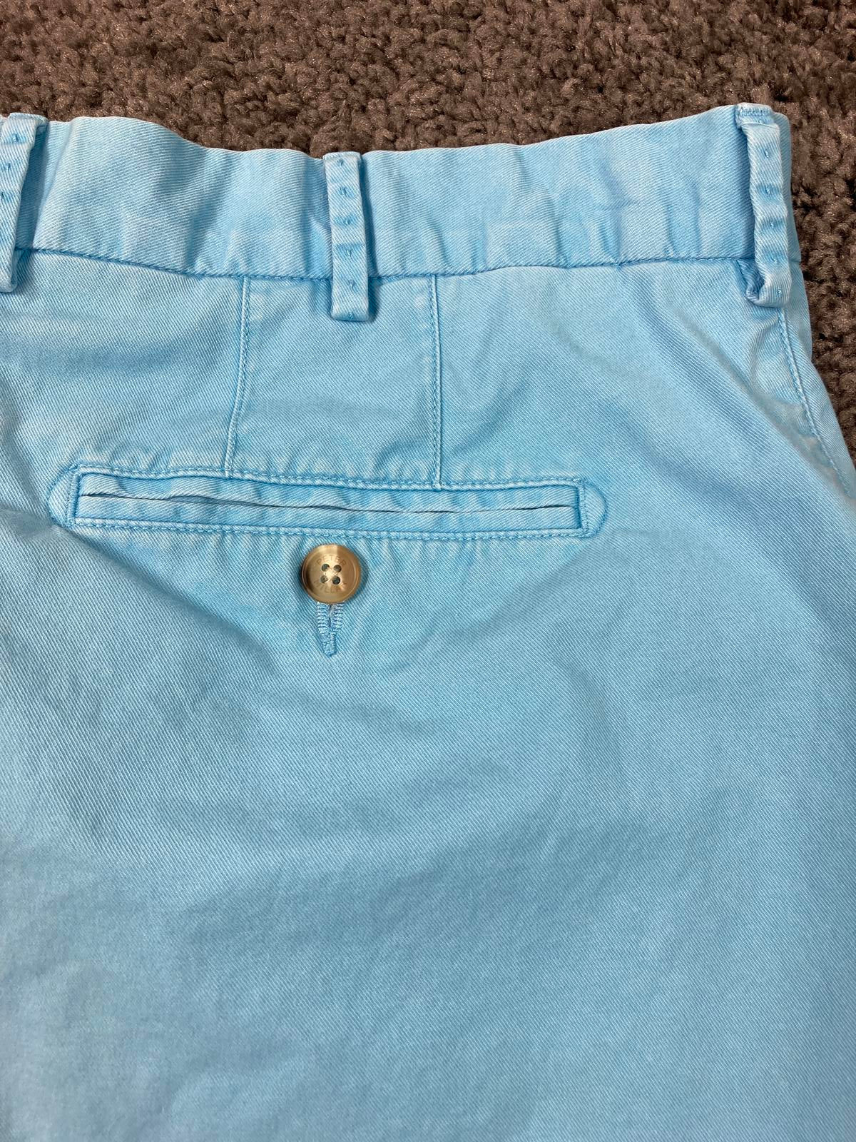 Peter Millar Men’s Size 38 Stretch Pima Cotton Chino Golf Shorts Light Blue Peru