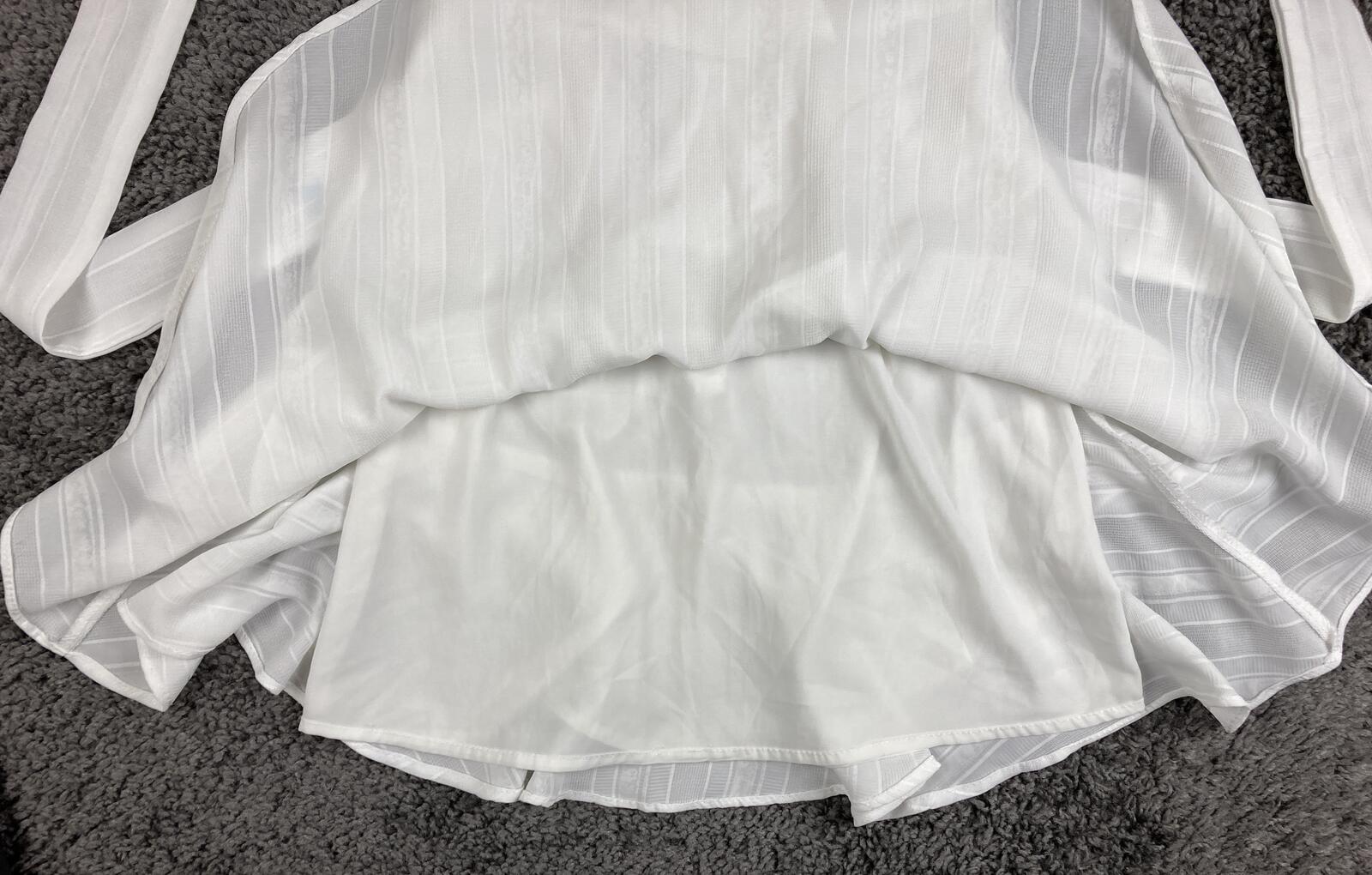 Saints Secrets White Ruffle Faux Wrap Mini Dress Striped Bridal Party XS