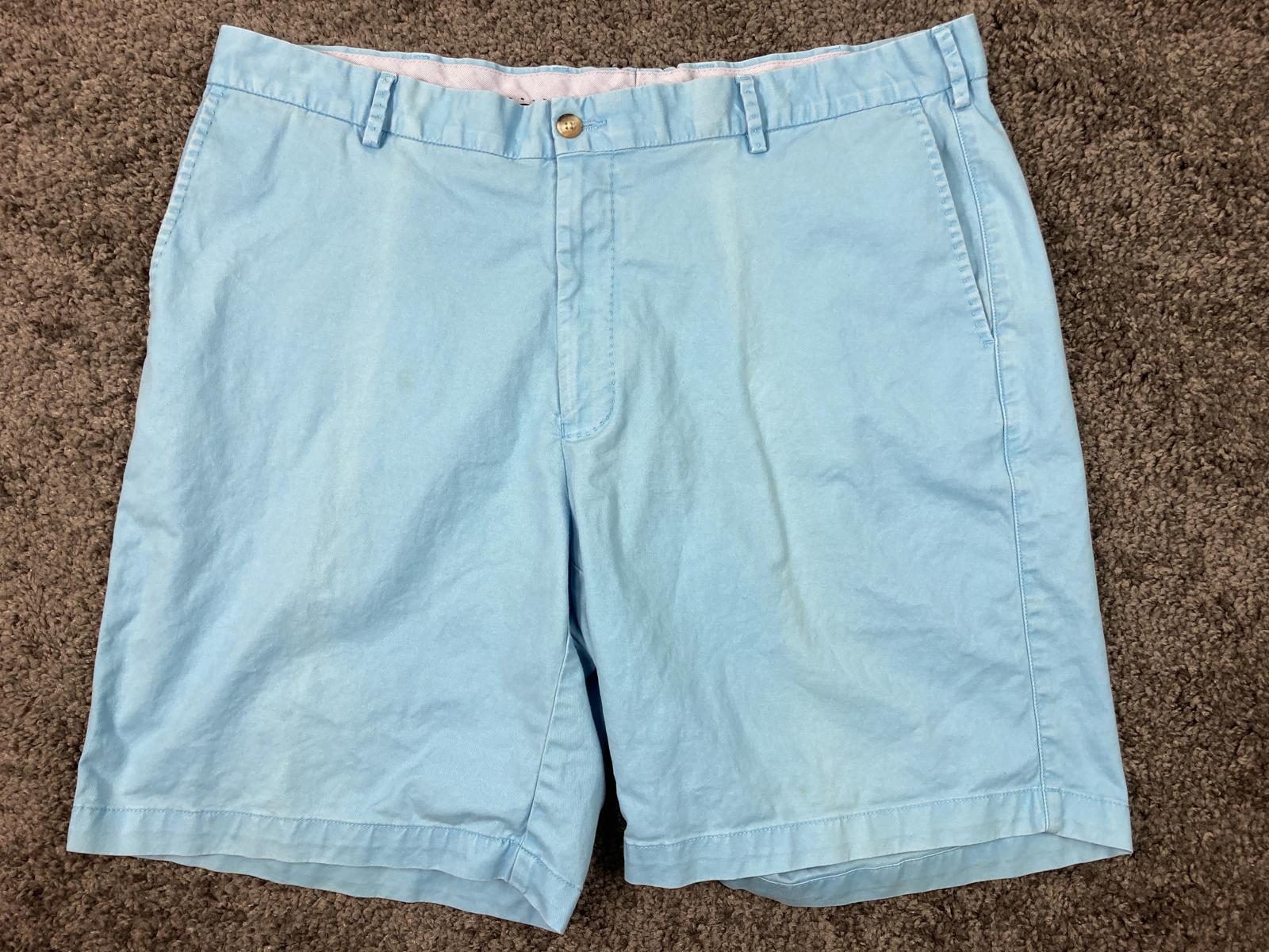 Peter Millar Men’s Size 38 Stretch Pima Cotton Chino Golf Shorts Light Blue Peru