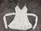 Saints Secrets White Ruffle Faux Wrap Mini Dress Striped Bridal Party XS