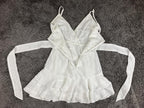 Saints Secrets White Ruffle Faux Wrap Mini Dress Striped Bridal Party XS