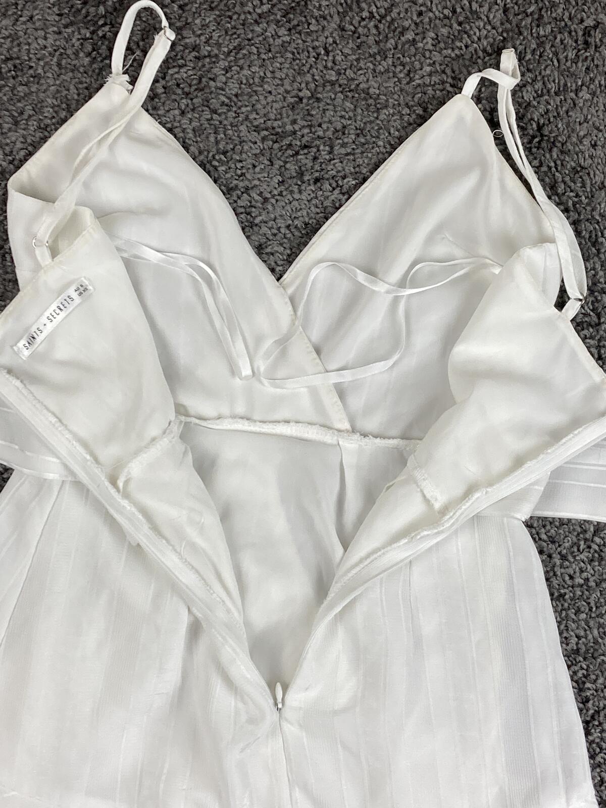 Saints Secrets White Ruffle Faux Wrap Mini Dress Striped Bridal Party XS