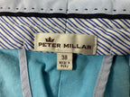 Peter Millar Men’s Size 38 Stretch Pima Cotton Chino Golf Shorts Light Blue Peru