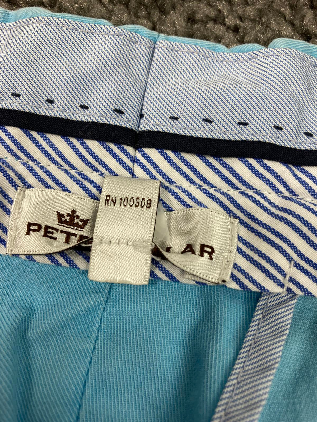 Peter Millar Men’s Size 38 Stretch Pima Cotton Chino Golf Shorts Light Blue Peru