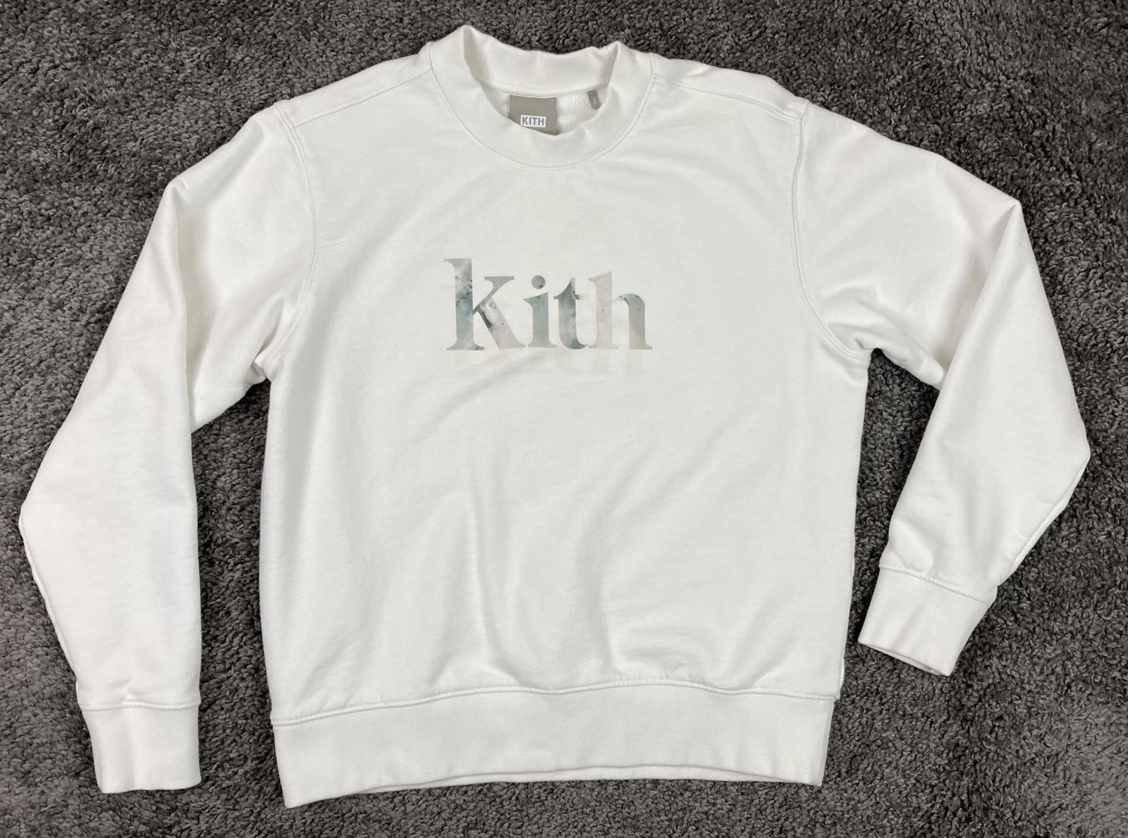 Kith Asher Serif Crewneck Fluorite White Cotton Sweatshirt Womens Size Small