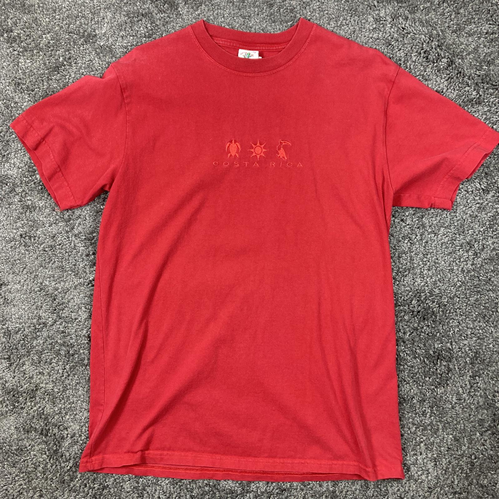 Tropic Joe's Costa Rica Embroidered Graphic T-Shirt Red Men’s Size M Soft Cotton