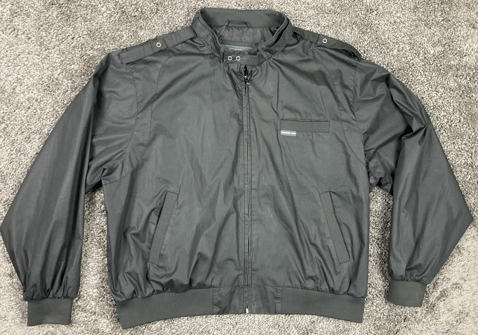 Members Only Black Bomber Jacket Men’s Zip Front Stand Collar Rib Knit Sz XXL