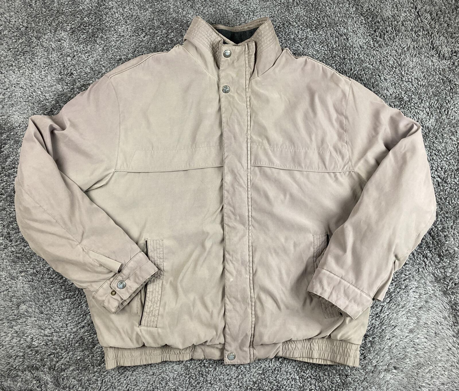 Weatherproof Mens Bomber Jacket Light Brown Full Zip Coat Sz XL