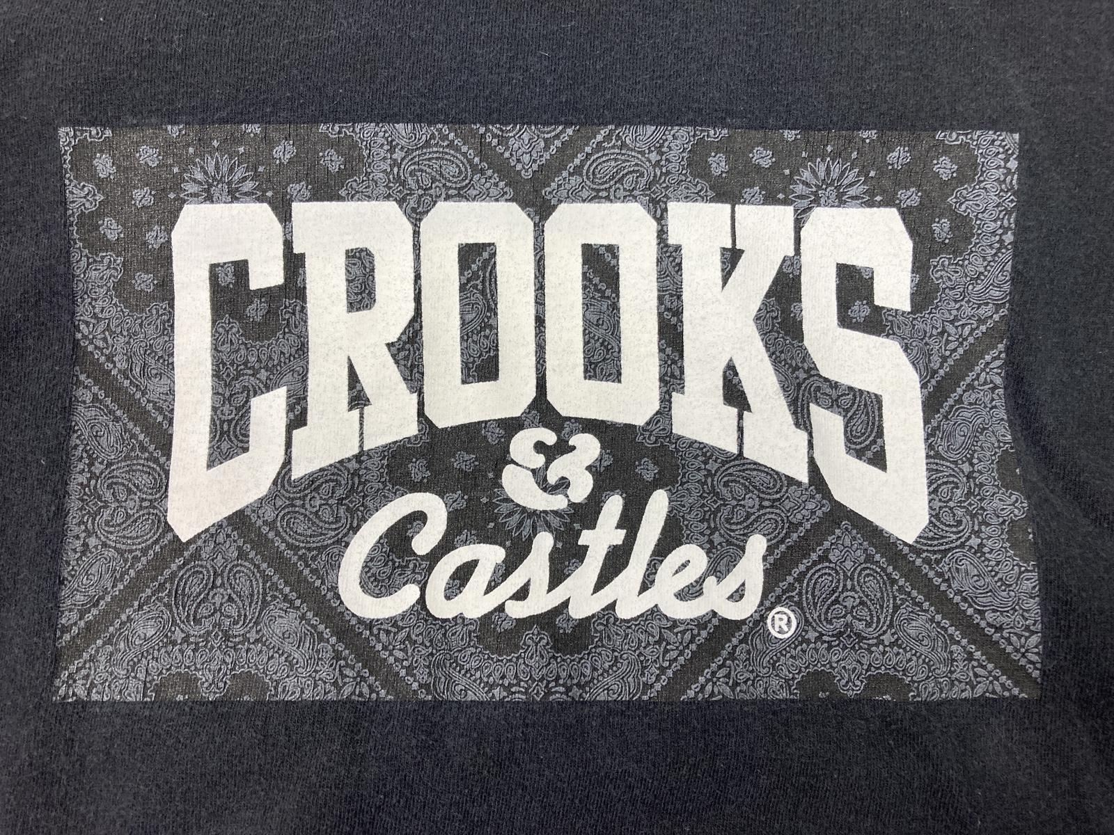 Crooks & Castles Black Bandana Paisley Box Logo T Shirt Men Sz XL Streetwear