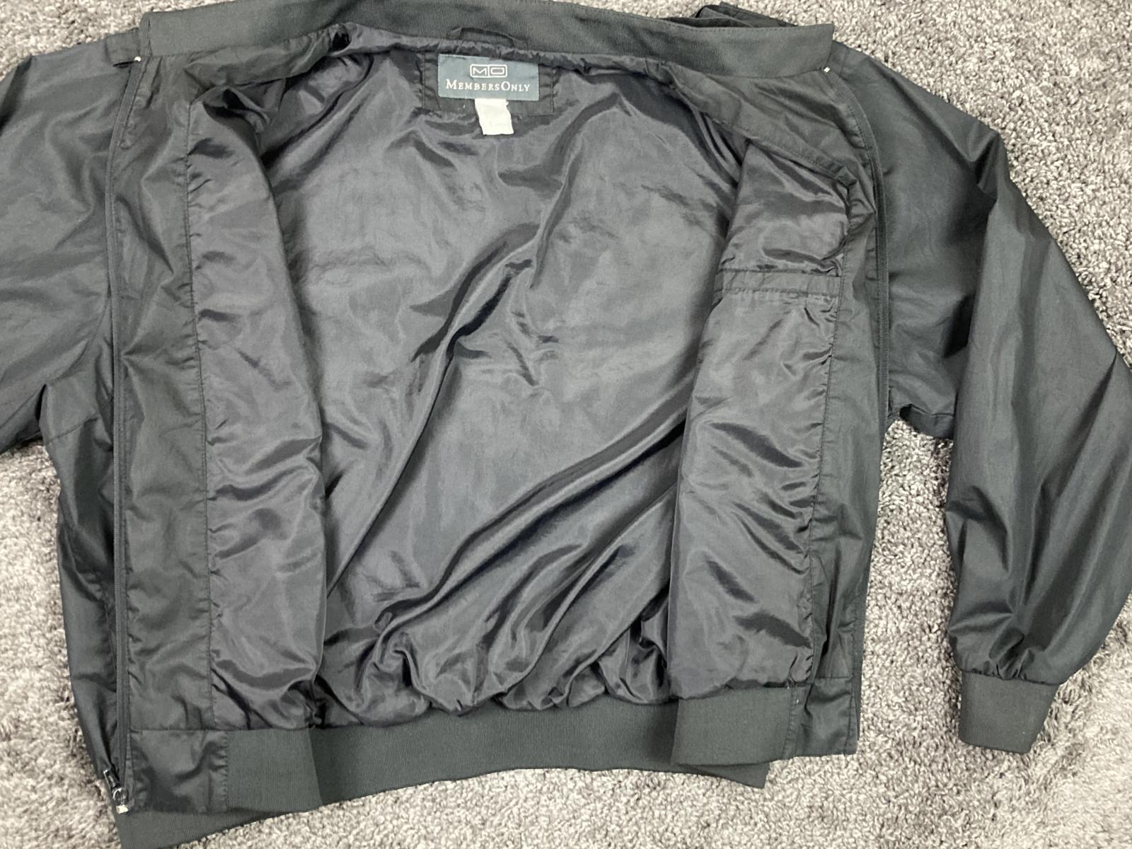 Members Only Black Bomber Jacket Men’s Zip Front Stand Collar Rib Knit Sz XXL