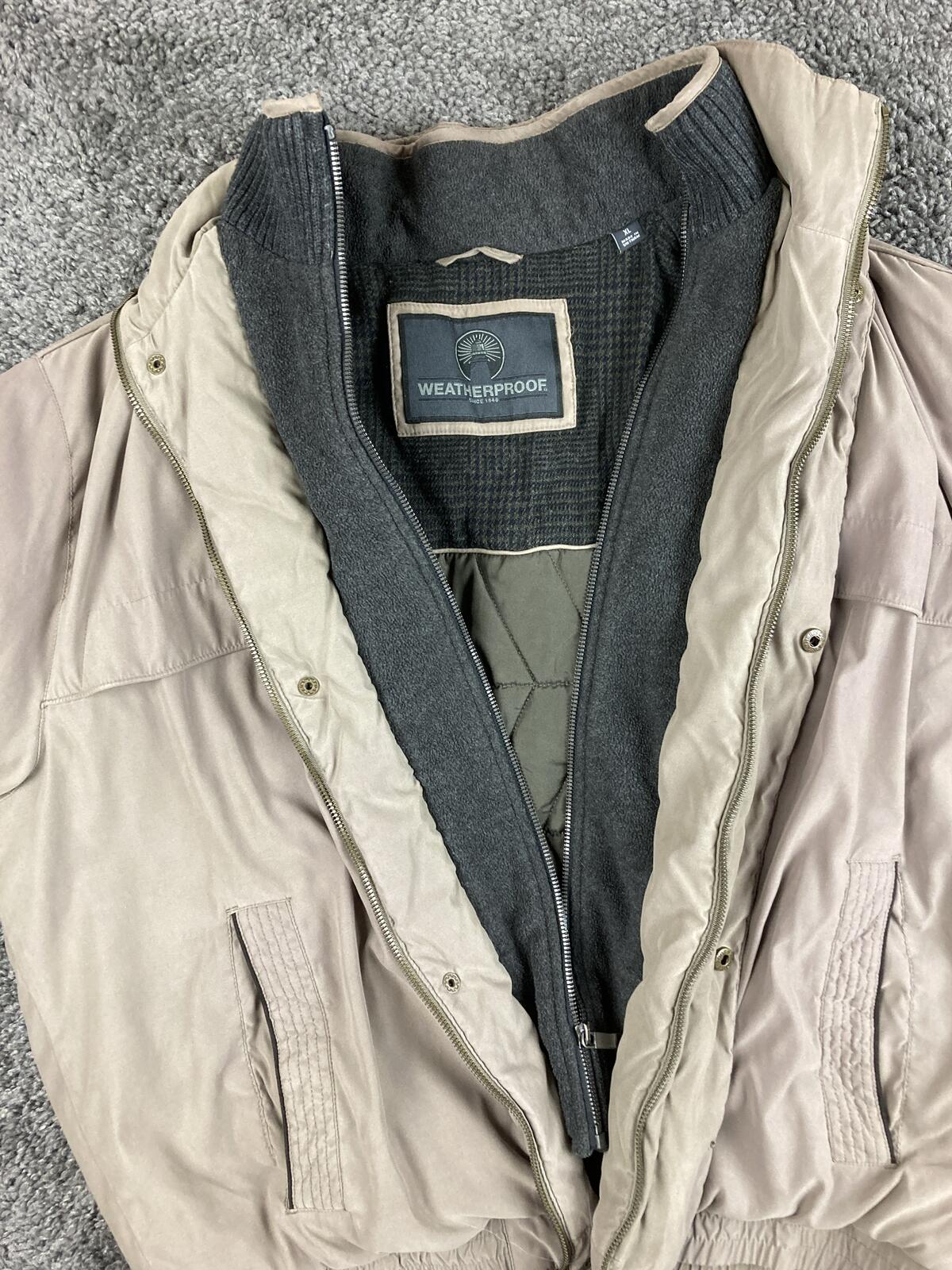 Weatherproof Mens Bomber Jacket Light Brown Full Zip Coat Sz XL