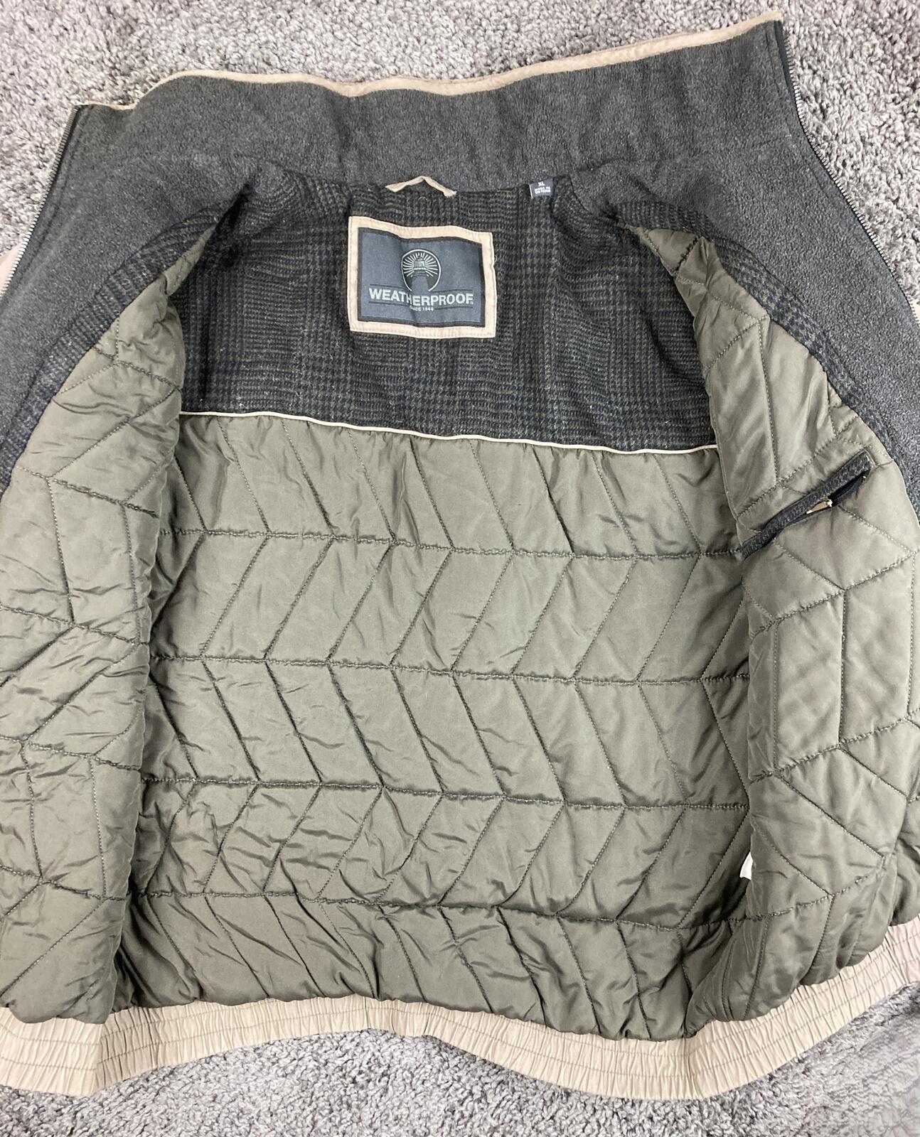 Weatherproof Mens Bomber Jacket Light Brown Full Zip Coat Sz XL