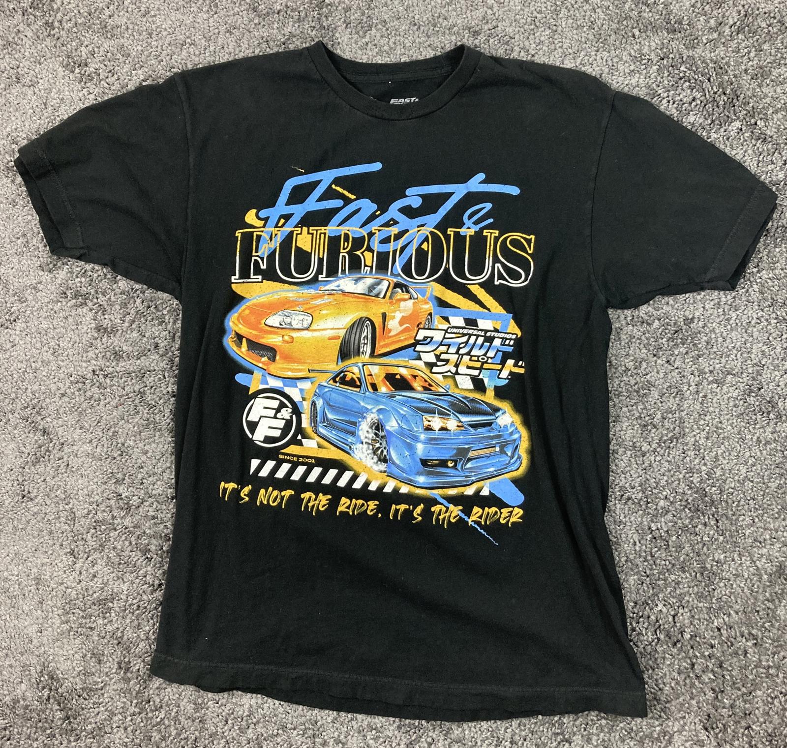 Fast & Furious Graphic T-Shirt Men Black Universal Studios Cars Movie Sz L