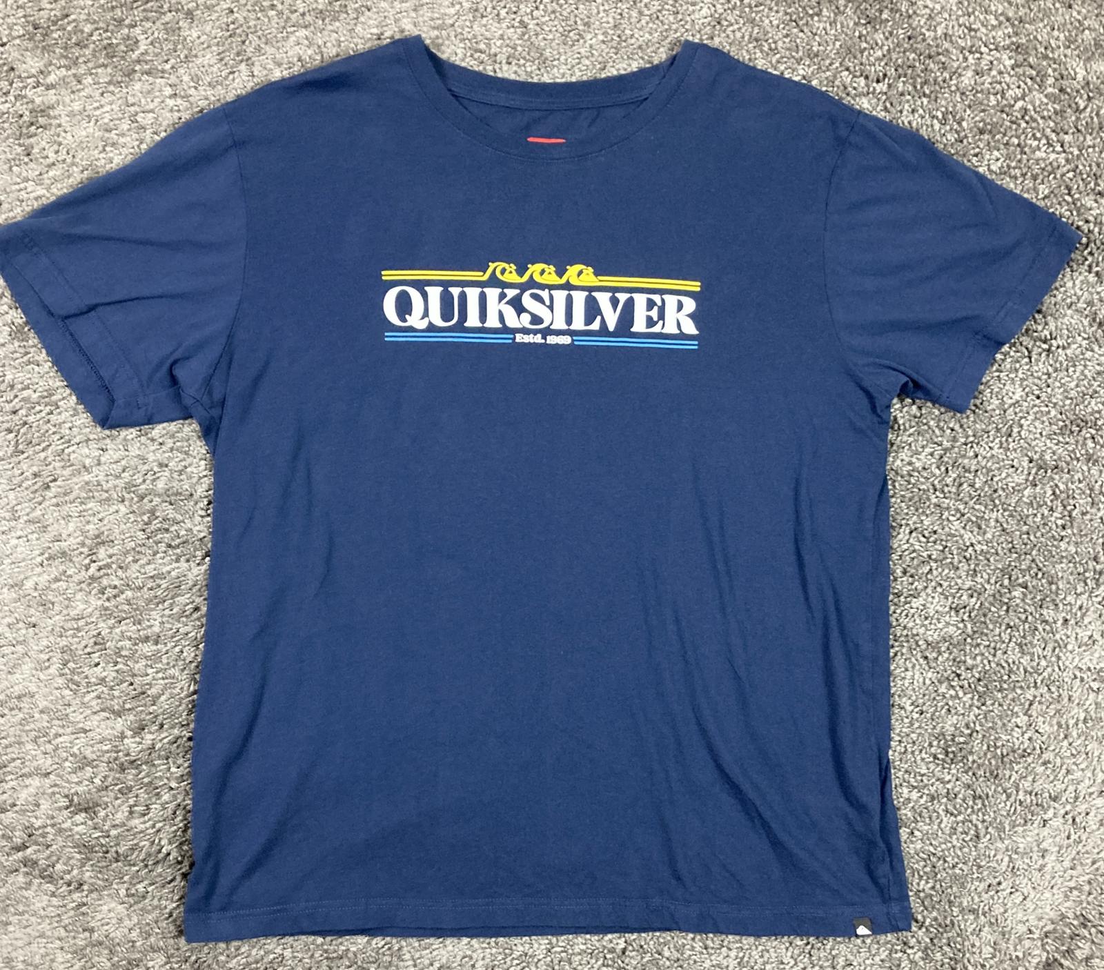 Quiksilver Gradient Line Navy Blue Graphic T-Shirt Short Sleeve Crewneck Mens L