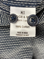 Bridge & Burn Sutton Men L Navy Blue Polka Dot Slim Fit Cotton Button Down Shirt