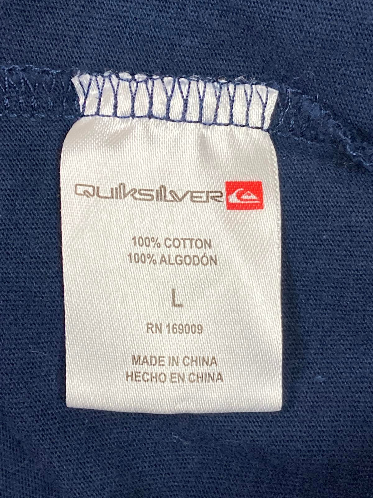 Quiksilver Gradient Line Navy Blue Graphic T-Shirt Short Sleeve Crewneck Mens L