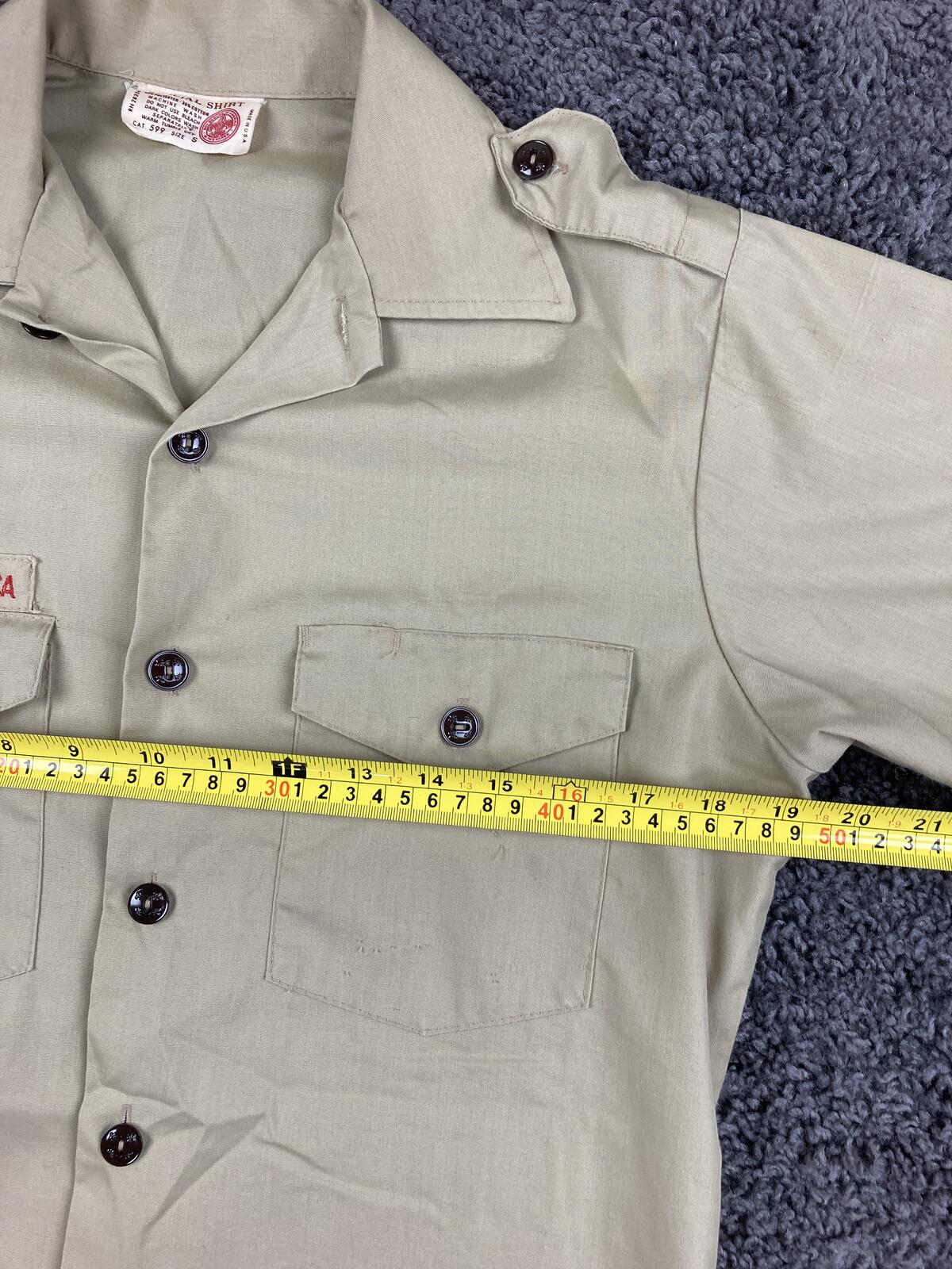 Vintage Boy Scouts of America BSA Short Sleeve Uniform Shirt Khaki Sz Small