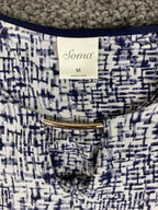 Soma Sleeveless Dress Women's Blue White Abstract Stretch Pockets Sz M