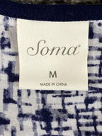 Soma Sleeveless Dress Women's Blue White Abstract Stretch Pockets Sz M