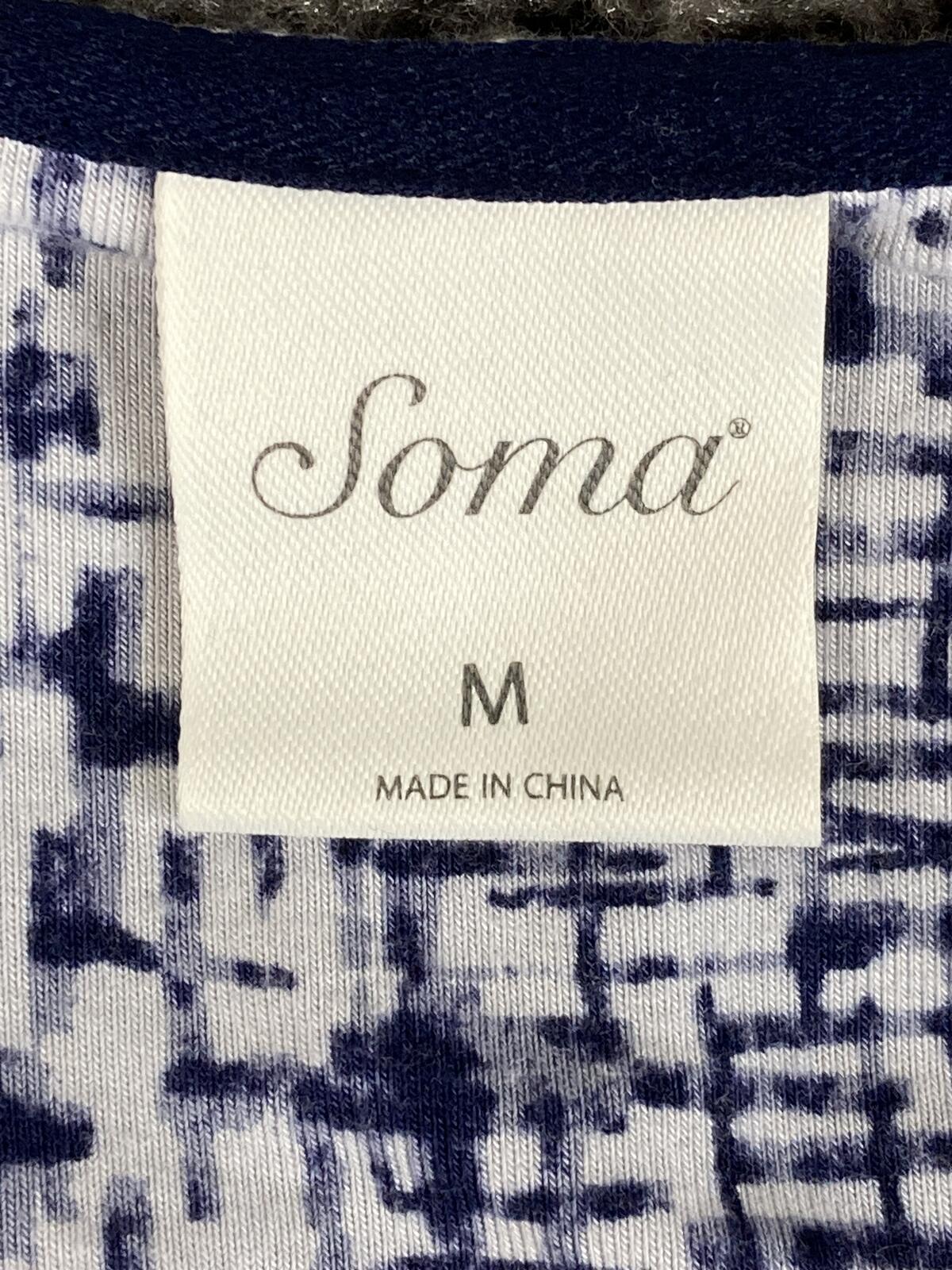 Soma Sleeveless Dress Women's Blue White Abstract Stretch Pockets Sz M