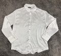 Zara White Satin Effect Blouse Shirt Gold Buttons Long Sleeve Shiny Silk Look M