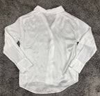 Zara White Satin Effect Blouse Shirt Gold Buttons Long Sleeve Shiny Silk Look M