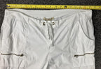 XCVI White Cargo Capri Pants Drawstring Zip Pockets Stretch Sz XL