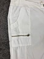 XCVI White Cargo Capri Pants Drawstring Zip Pockets Stretch Sz XL