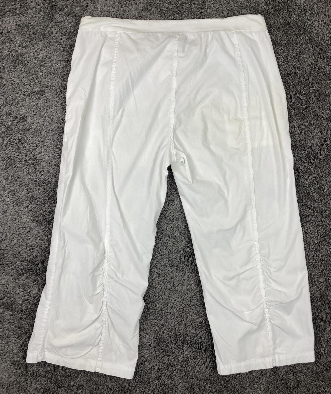 XCVI White Cargo Capri Pants Drawstring Zip Pockets Stretch Sz XL