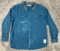 REI Co-op Utility Button Up Shirt Mens Teal Blue Elbow Patches Workwear Sz XXL