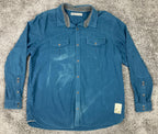 REI Co-op Utility Button Up Shirt Mens Teal Blue Elbow Patches Workwear Sz XXL