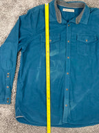 REI Co-op Utility Button Up Shirt Mens Teal Blue Elbow Patches Workwear Sz XXL