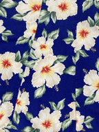 Vintage Royal Creations Hawaii Halter Dress Blue Hibiscus Floral Smocked S/M