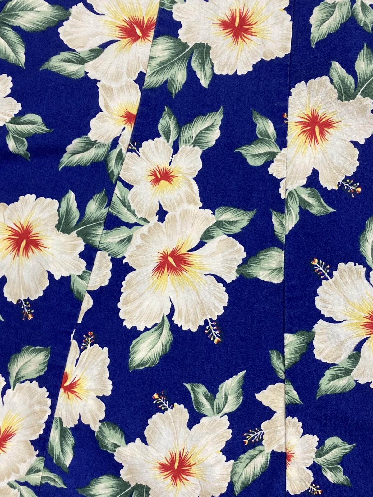 Vintage Royal Creations Hawaii Halter Dress Blue Hibiscus Floral Smocked S/M