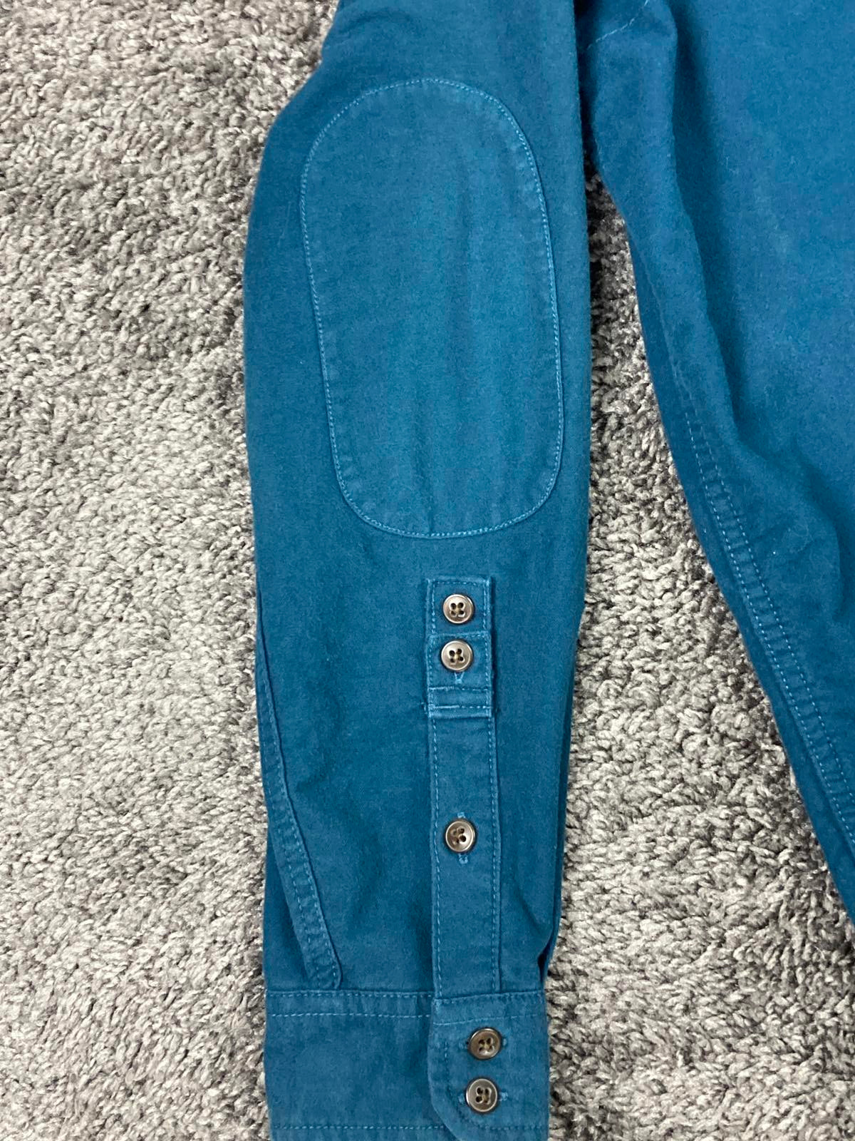 REI Co-op Utility Button Up Shirt Mens Teal Blue Elbow Patches Workwear Sz XXL