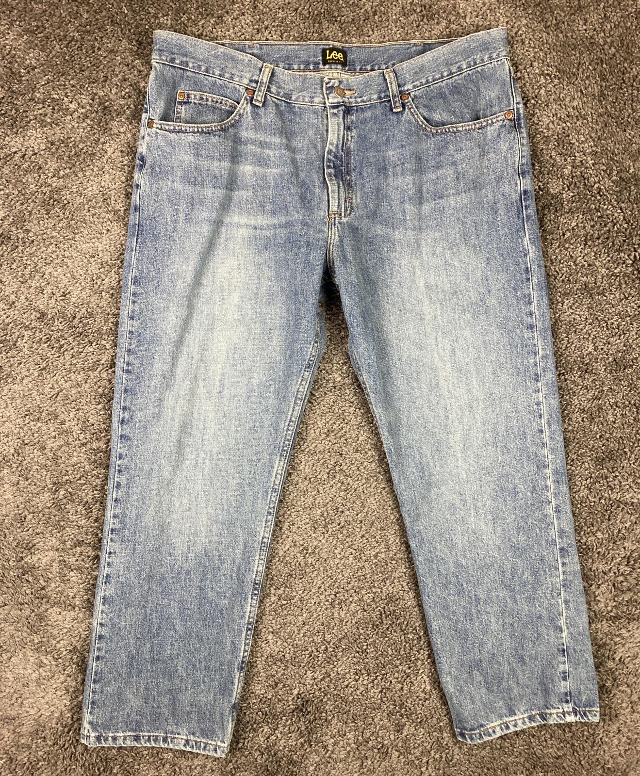 Lee Regular Fit Jeans Mens Light Wash Blue Sz 40x29