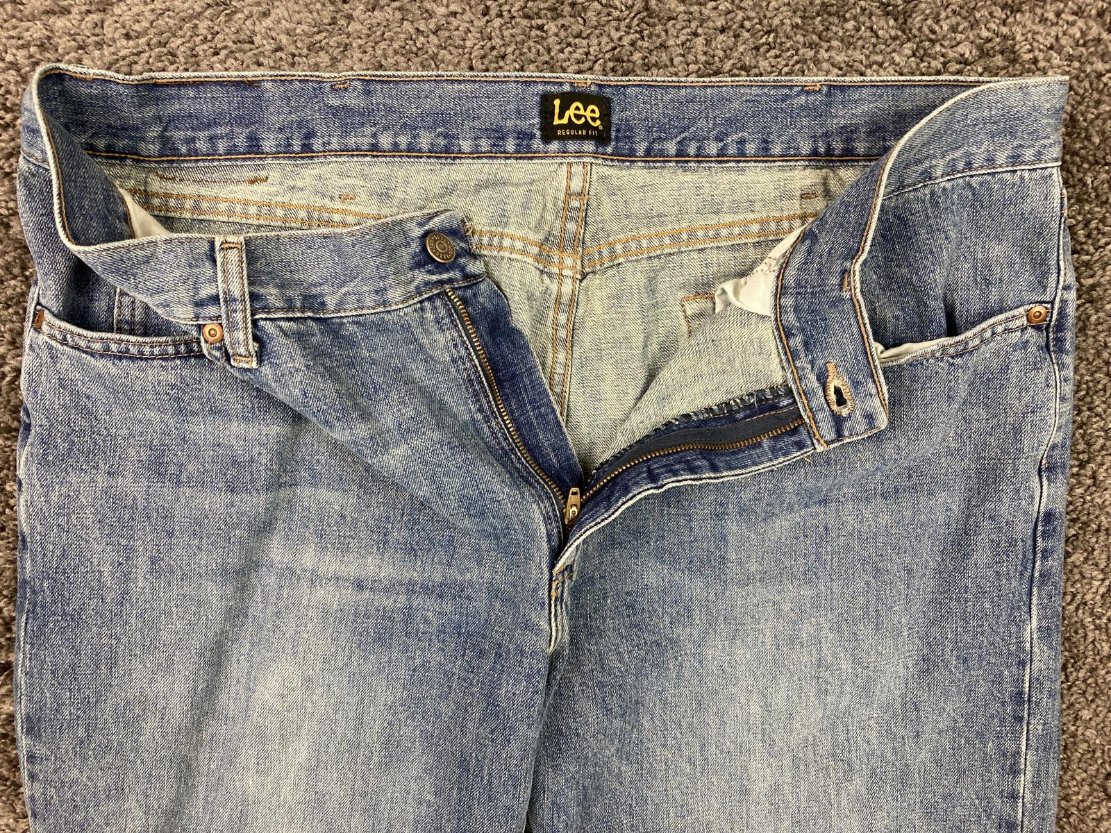 Lee Regular Fit Jeans Mens Light Wash Blue Sz 40x29