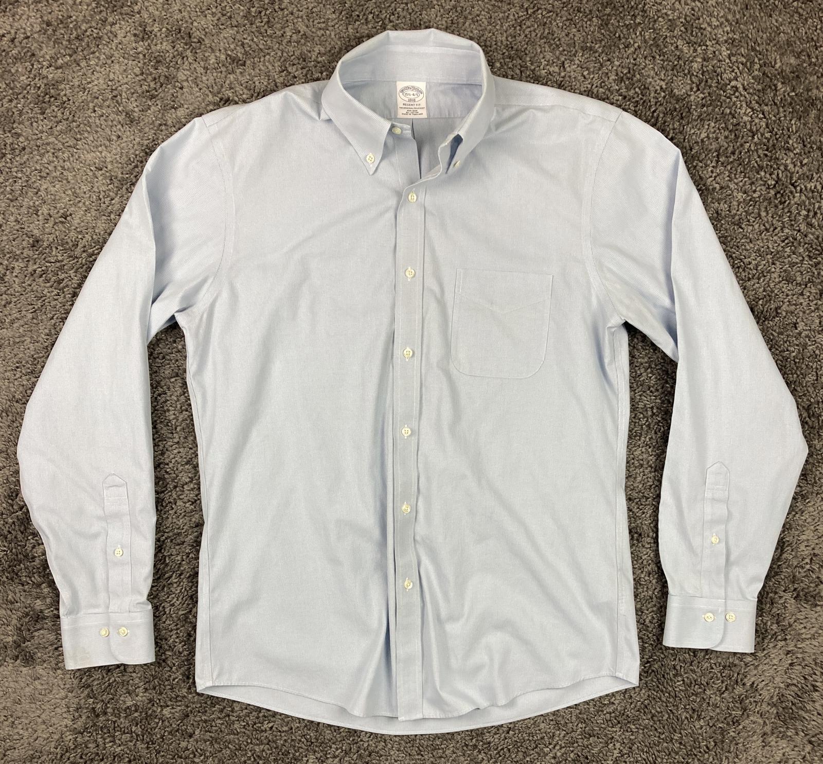 Brooks Brothers Regent Fit Non-Iron Dress Shirt  Blue Check Mens Sz 15.5 34/35