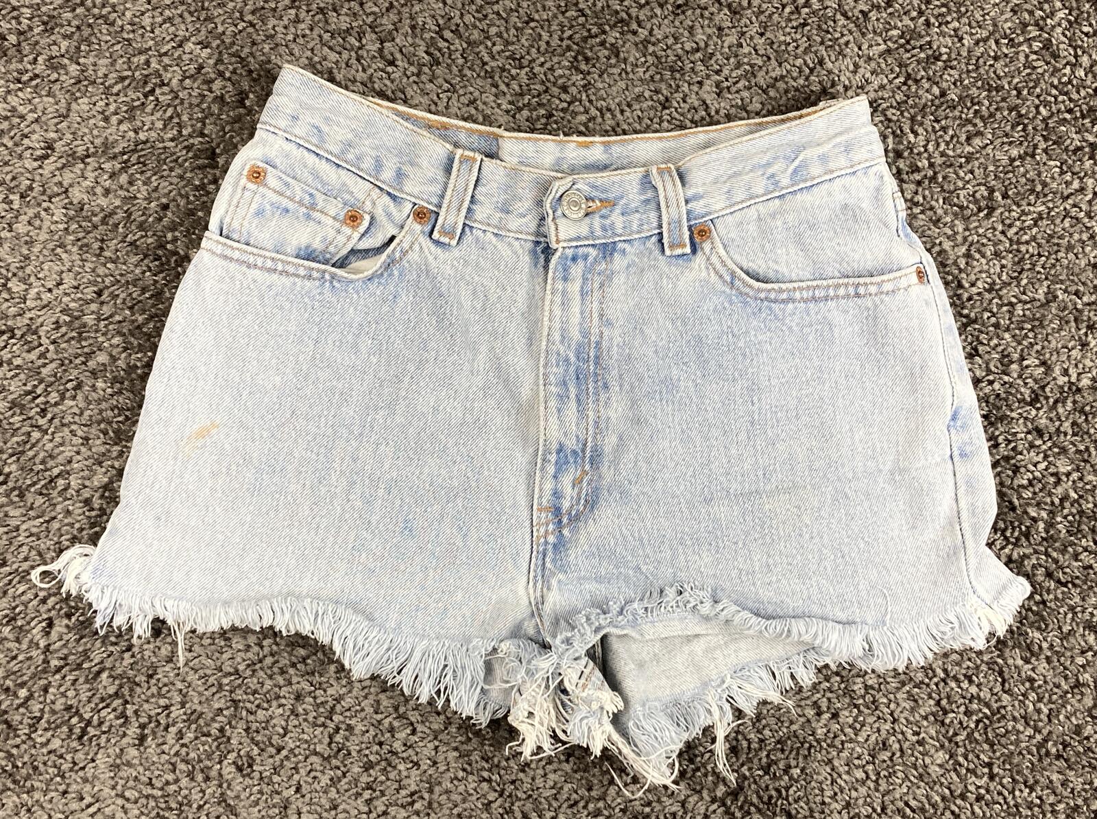 Vintage 90s Levi's 512 Cut Off Denim Shorts High Waisted Frayed Light Wash Sz 11