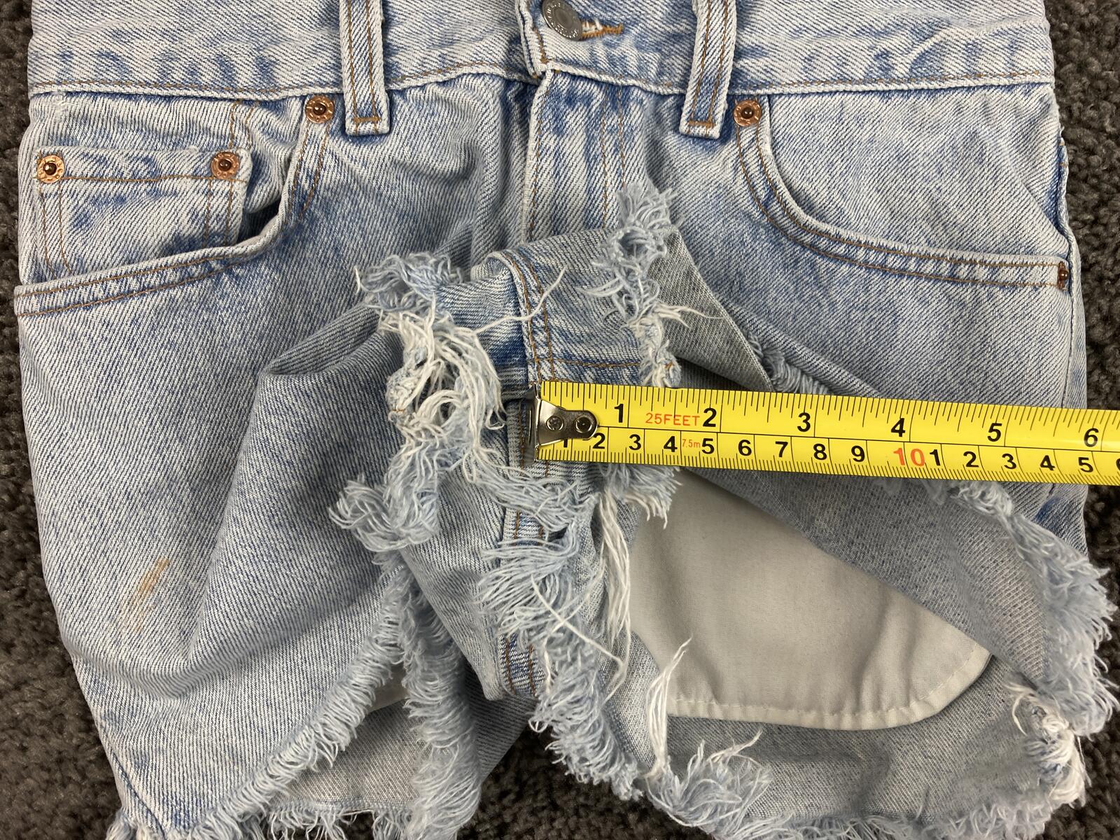 Vintage 90s Levi's 512 Cut Off Denim Shorts High Waisted Frayed Light Wash Sz 11