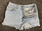 Vintage 90s Levi's 512 Cut Off Denim Shorts High Waisted Frayed Light Wash Sz 11