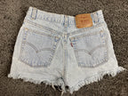 Vintage 90s Levi's 512 Cut Off Denim Shorts High Waisted Frayed Light Wash Sz 11