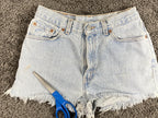 Vintage 90s Levi's 512 Cut Off Denim Shorts High Waisted Frayed Light Wash Sz 11
