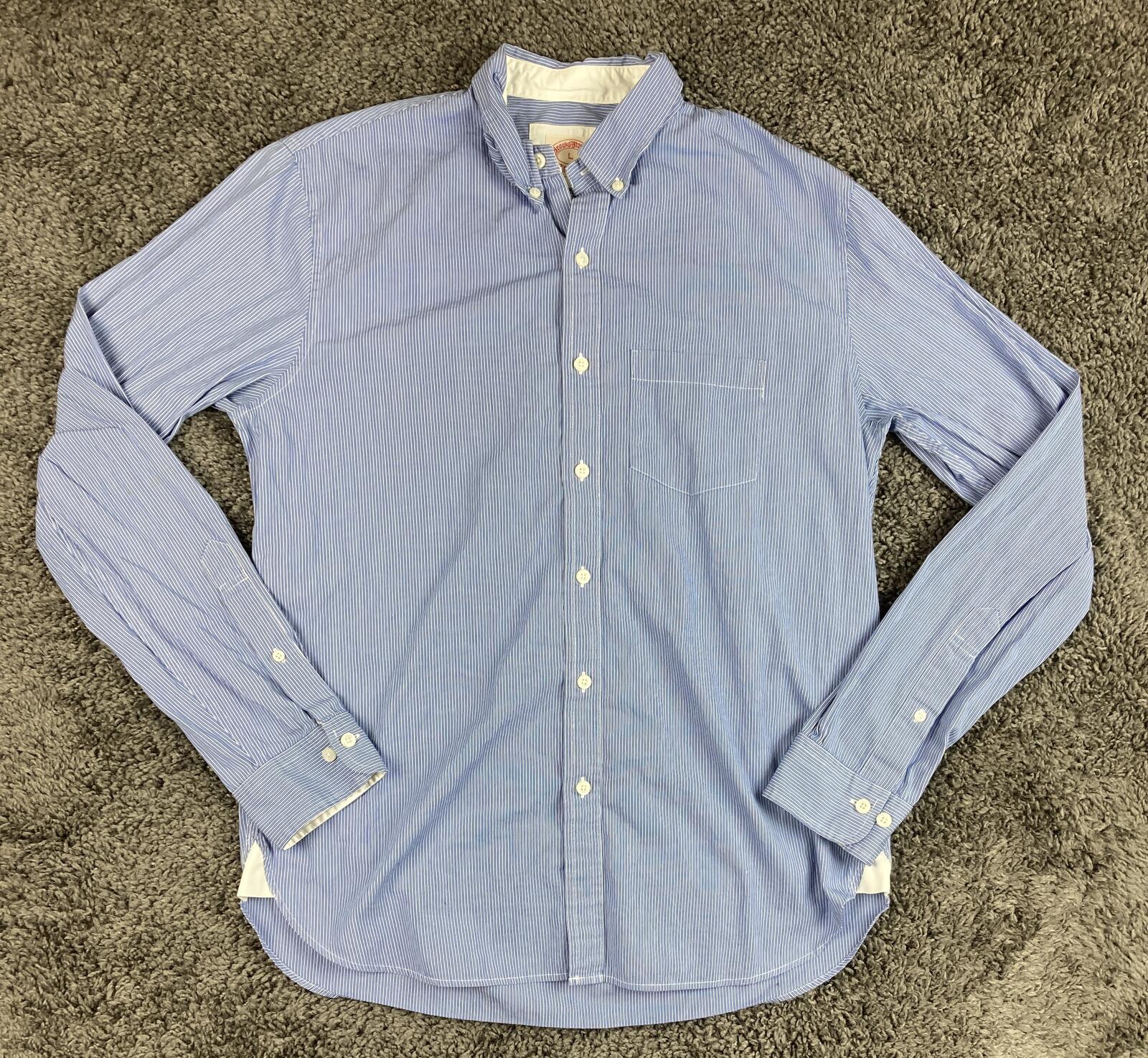 Brooks Brothers Shirt Mens L Blue White Stripe Button Down Long Sleeve Sz Large