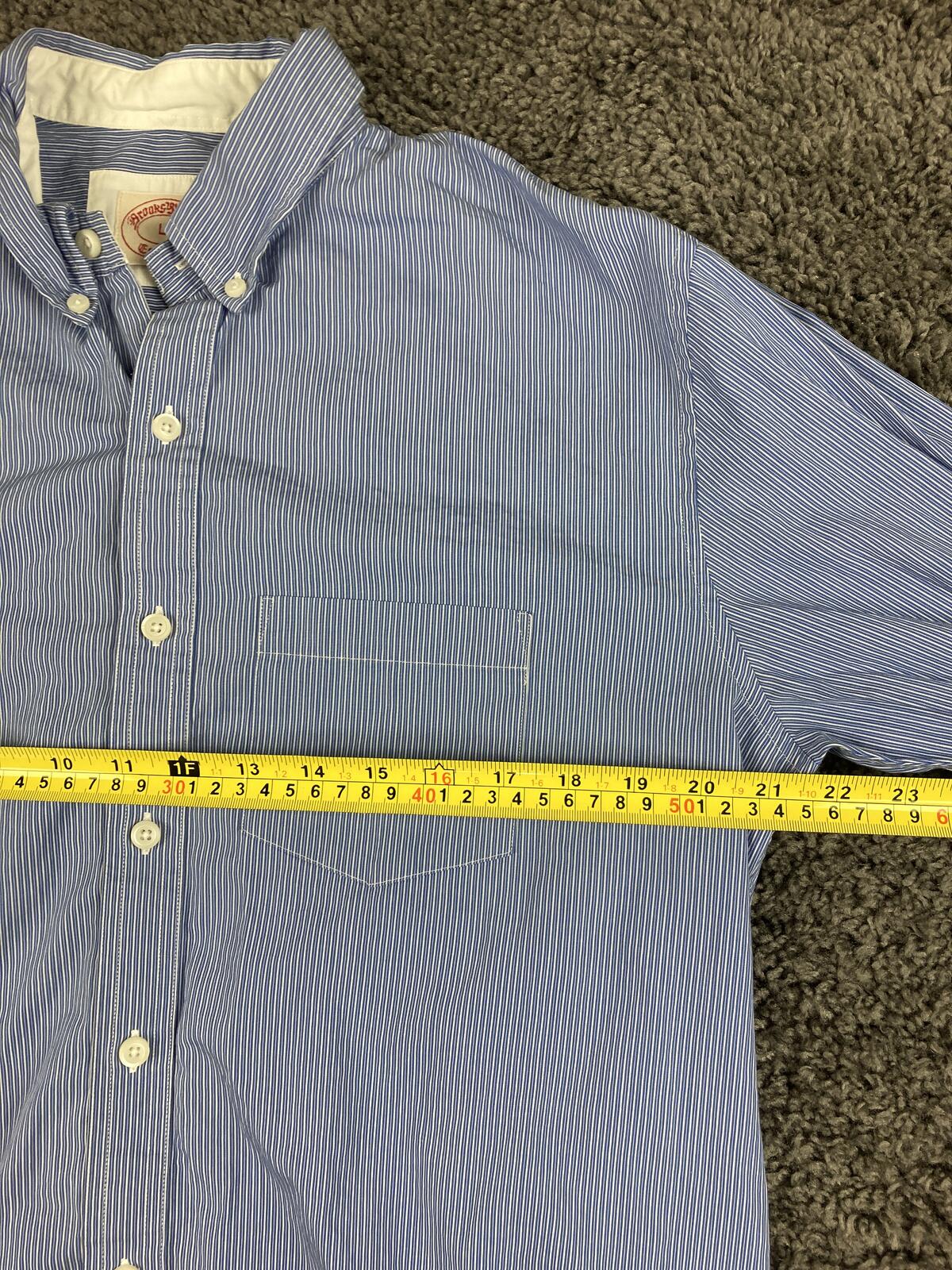 Brooks Brothers Shirt Mens L Blue White Stripe Button Down Long Sleeve Sz Large