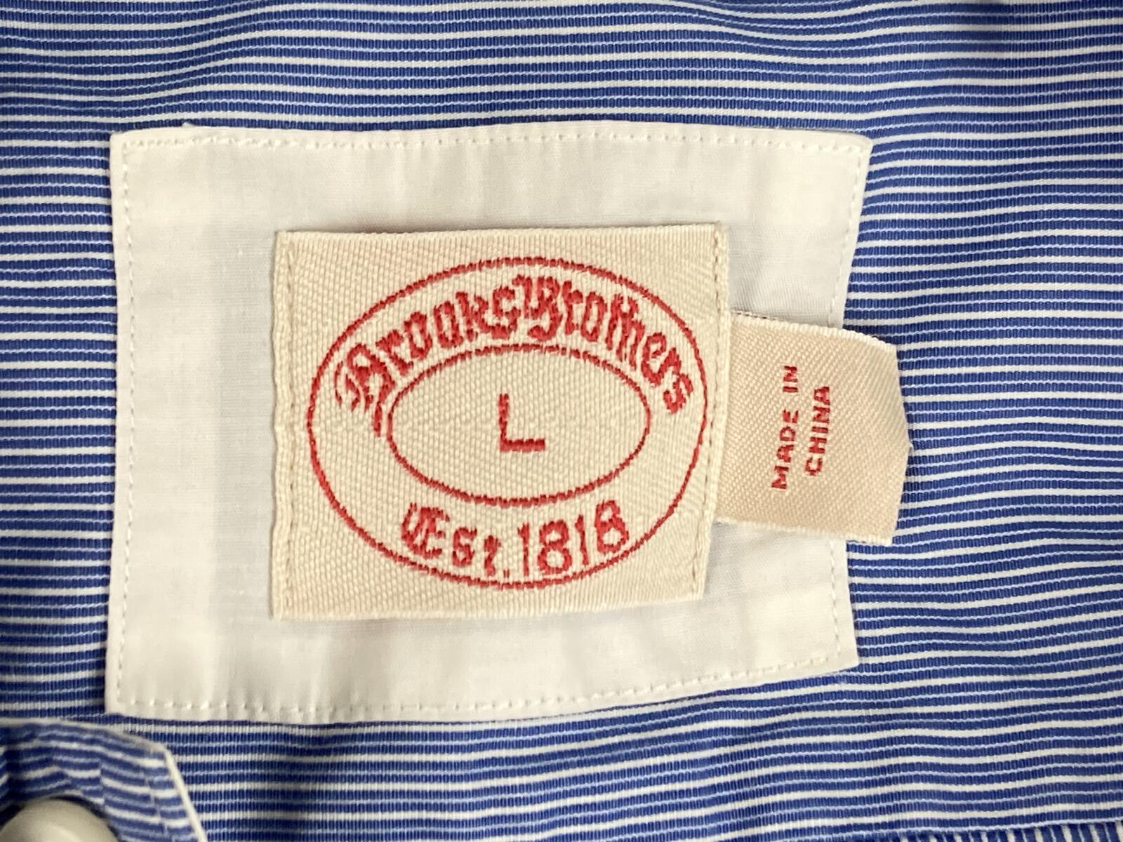 Brooks Brothers Shirt Mens L Blue White Stripe Button Down Long Sleeve Sz Large