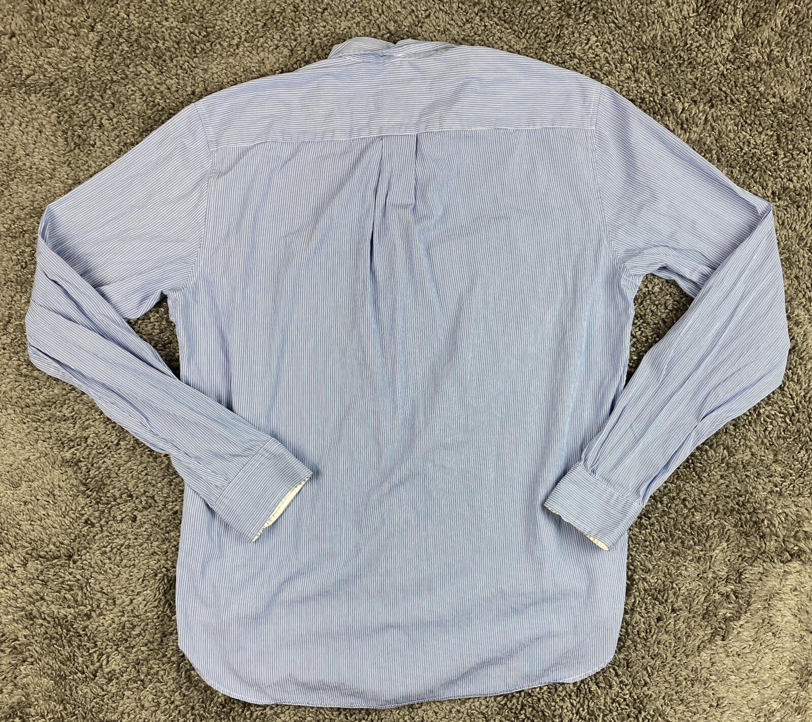 Brooks Brothers Shirt Mens L Blue White Stripe Button Down Long Sleeve Sz Large