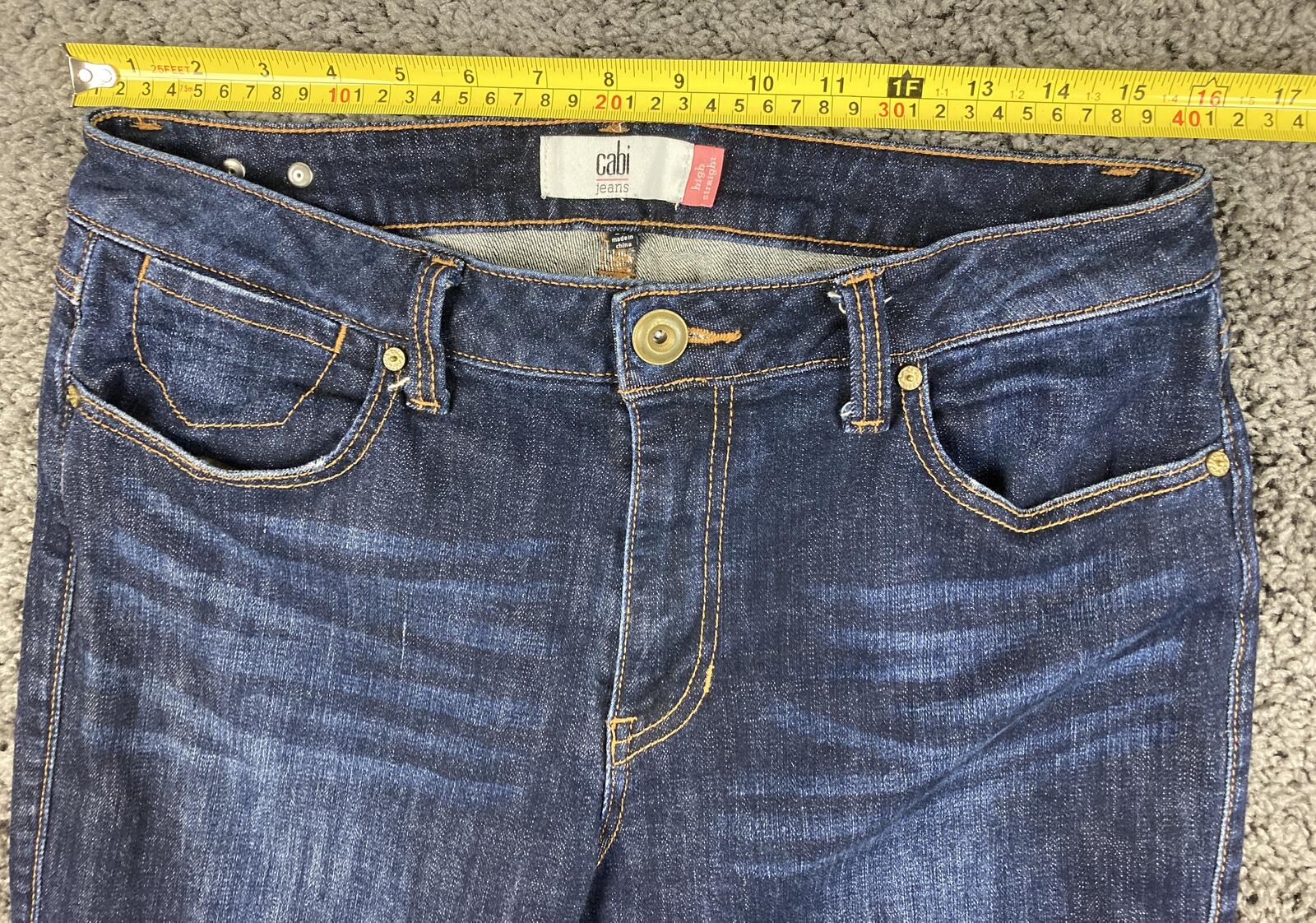 Cabi High Straight Jeans Dark Wash Indigo Blue Stretch Denim Size 10
